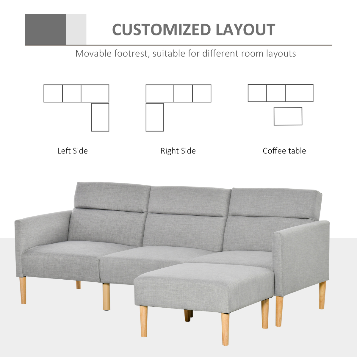 Reversible Sectional Sofa Bed in living room setting