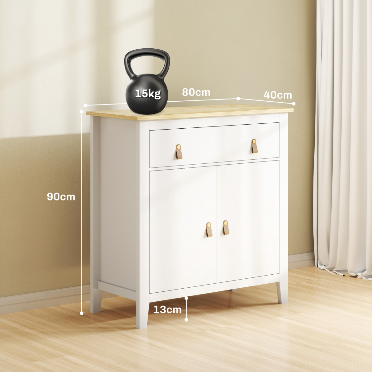 HOMCOM Sideboard with Drawer, Two-Tier Cupboard & Adjustable Shelf – Living Room Storage, White