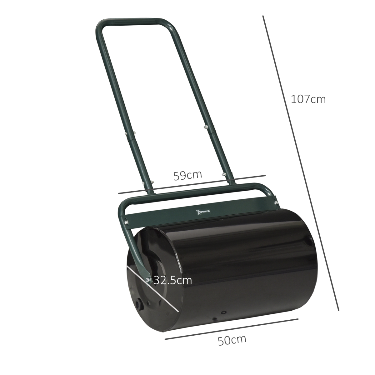 Outsunny 38L Garden Push Roller with U-Shaped Handle, Sand or Water Filled – Steel Lawn Roller, Dark Green