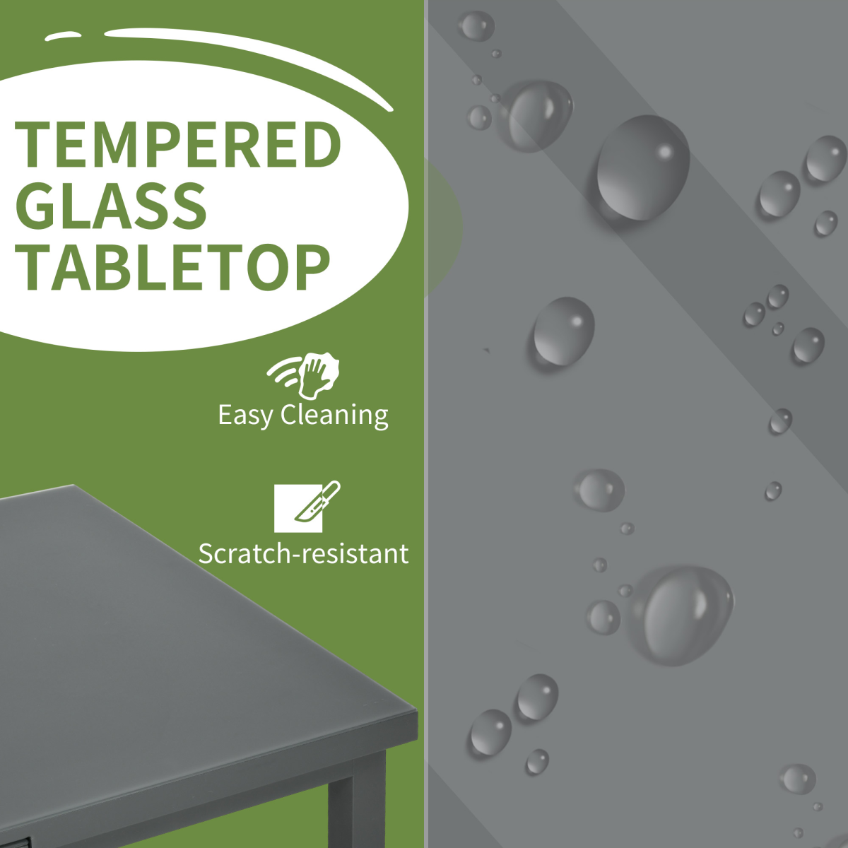 Outsunny Extending Outdoor Garden Table for 6–8 with Tempered Glass Top & Aluminium Frame – Patio Dining, Charcoal Grey