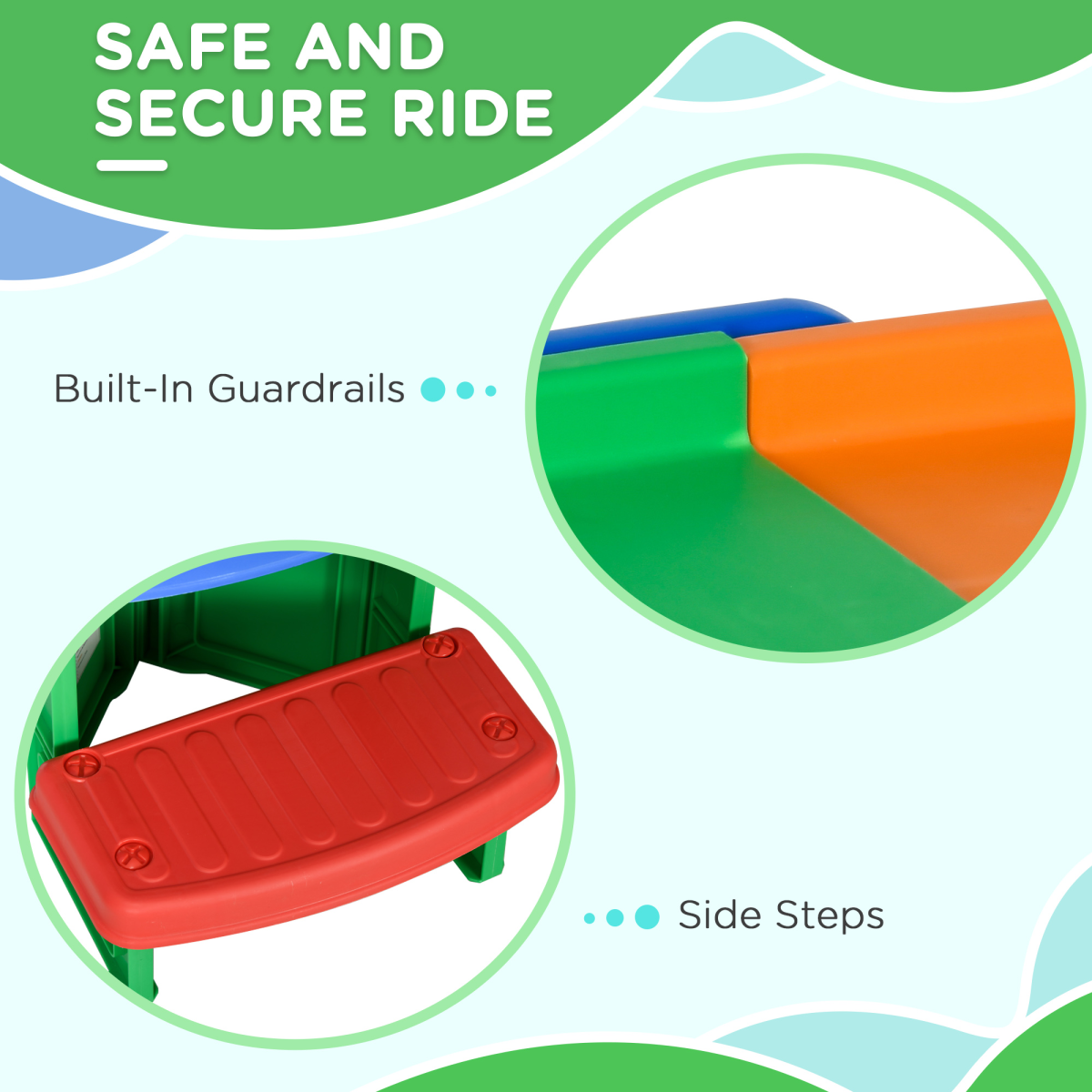 AIYAPLAY 3m Up and Down Kids Rollercoaster with Sliding Car and Non-Slip Steps – Ages 2-5, Multicoloured