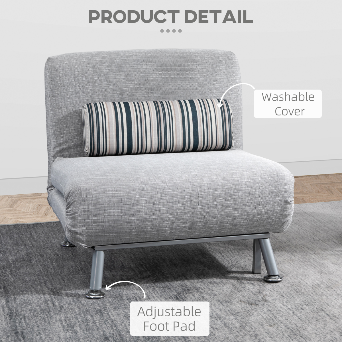 Steel Frame Folding Chair Bed pillow and cushion detail