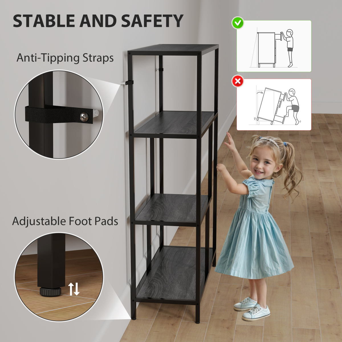 4-Tier Open Bookcase & Display Shelf – Versatile Bookcase, Plant Stand or Room Divider