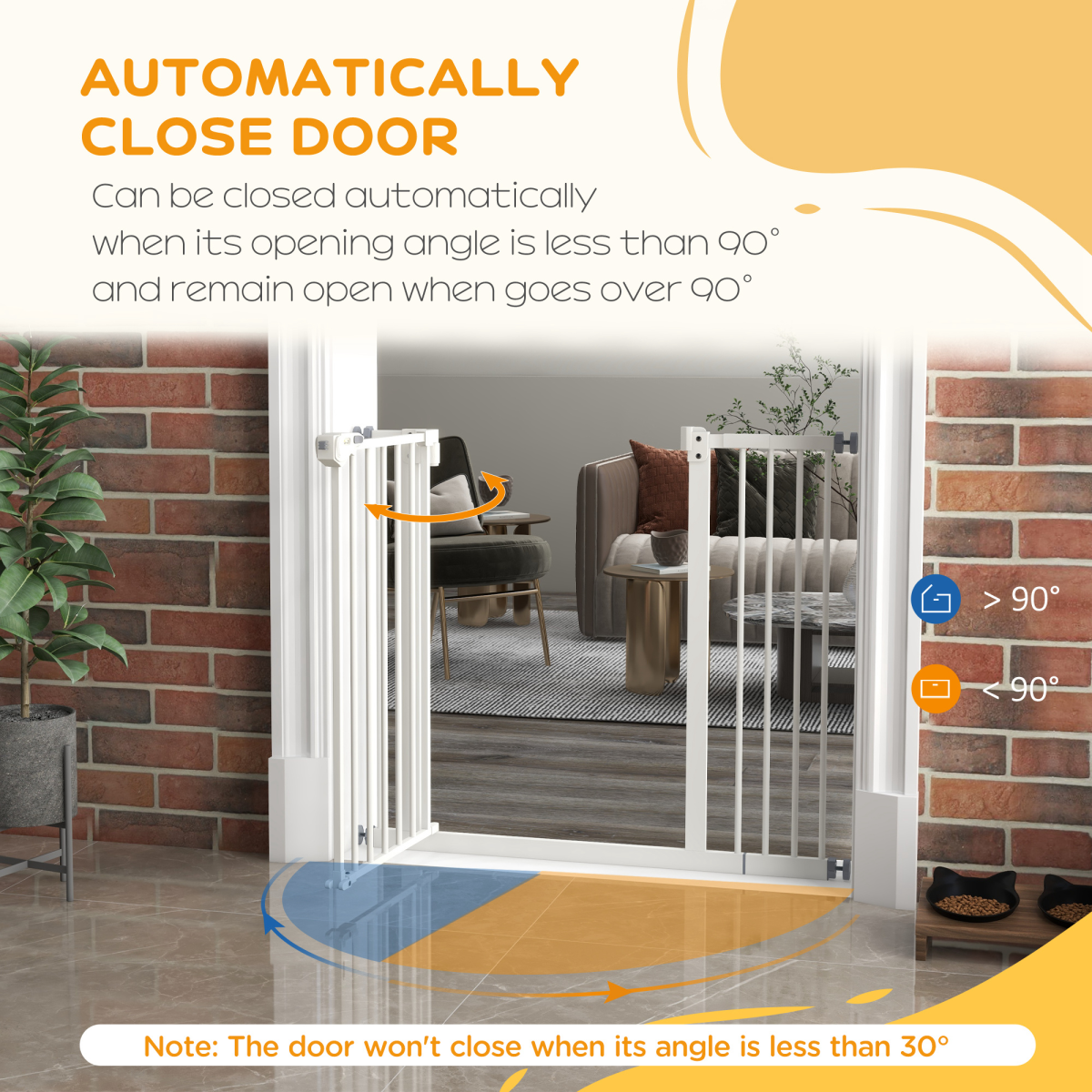 PawHut Adjustable Safety Gate with 1 Extension and 4 Screws – Pet Gate for Doors and Stairs, White