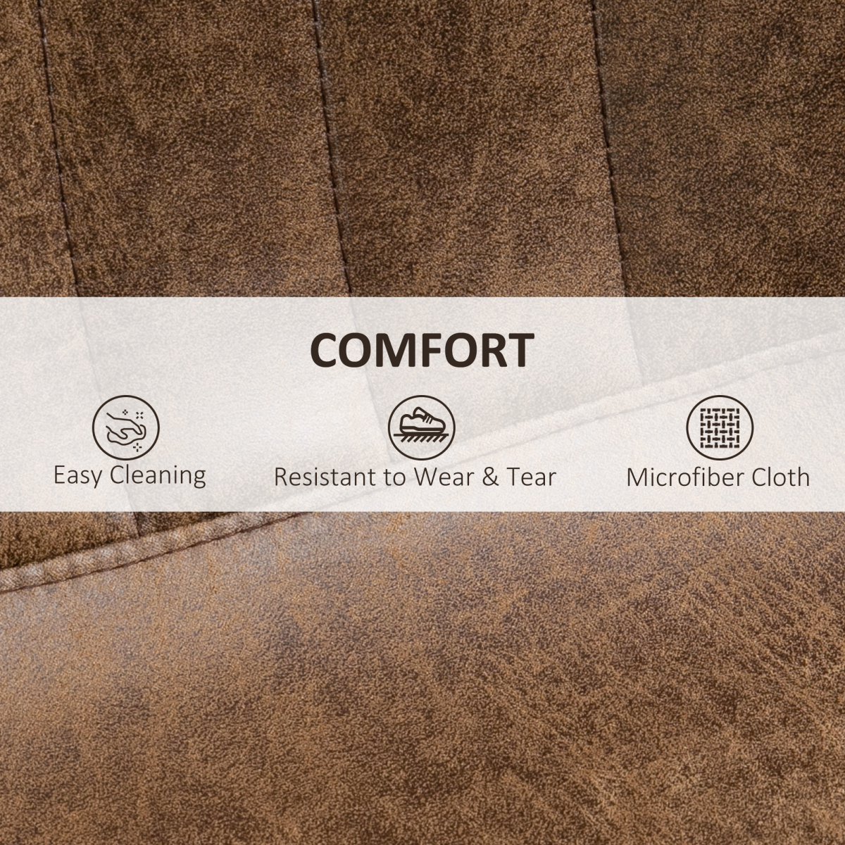 HOMCOM Microfibre Retro Tub Bar Stools, Set of 2 with Metal Frame & Integrated Footrest, Brown
