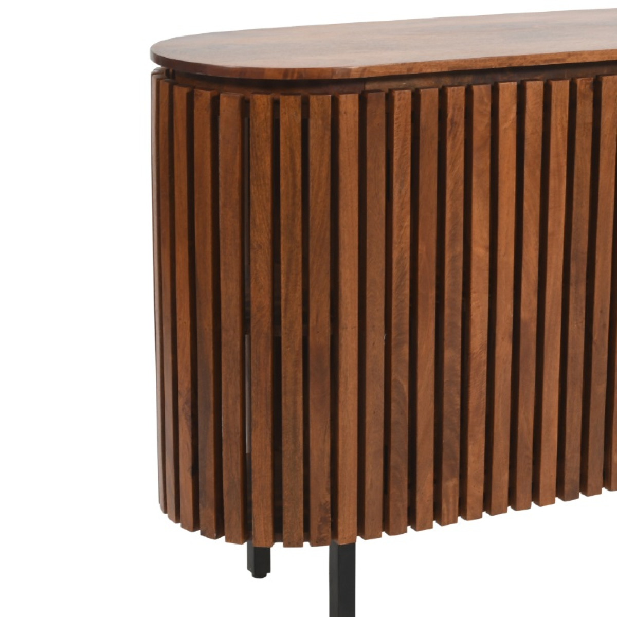 Slatted Mango Wood Large 2 Door Sideboard – Hand-Crafted Solid Mango Cupboard Storage Furniture