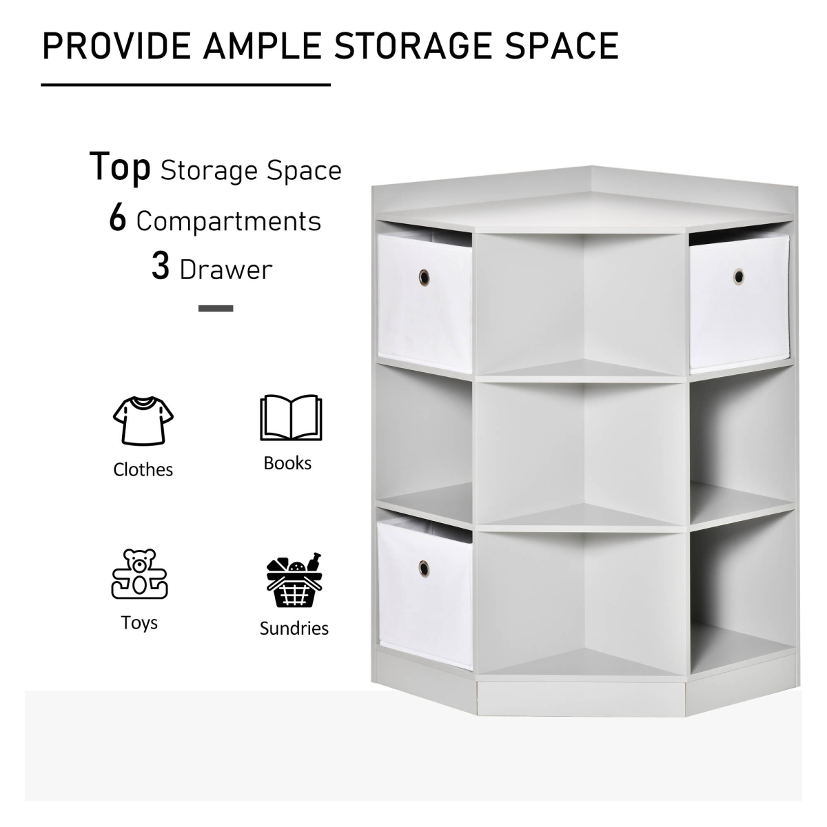 HOMCOM Kids Corner Storage Cabinet with 9 Compartments, Drawers & Anti-Tipping Hardware – Bedroom & Playroom