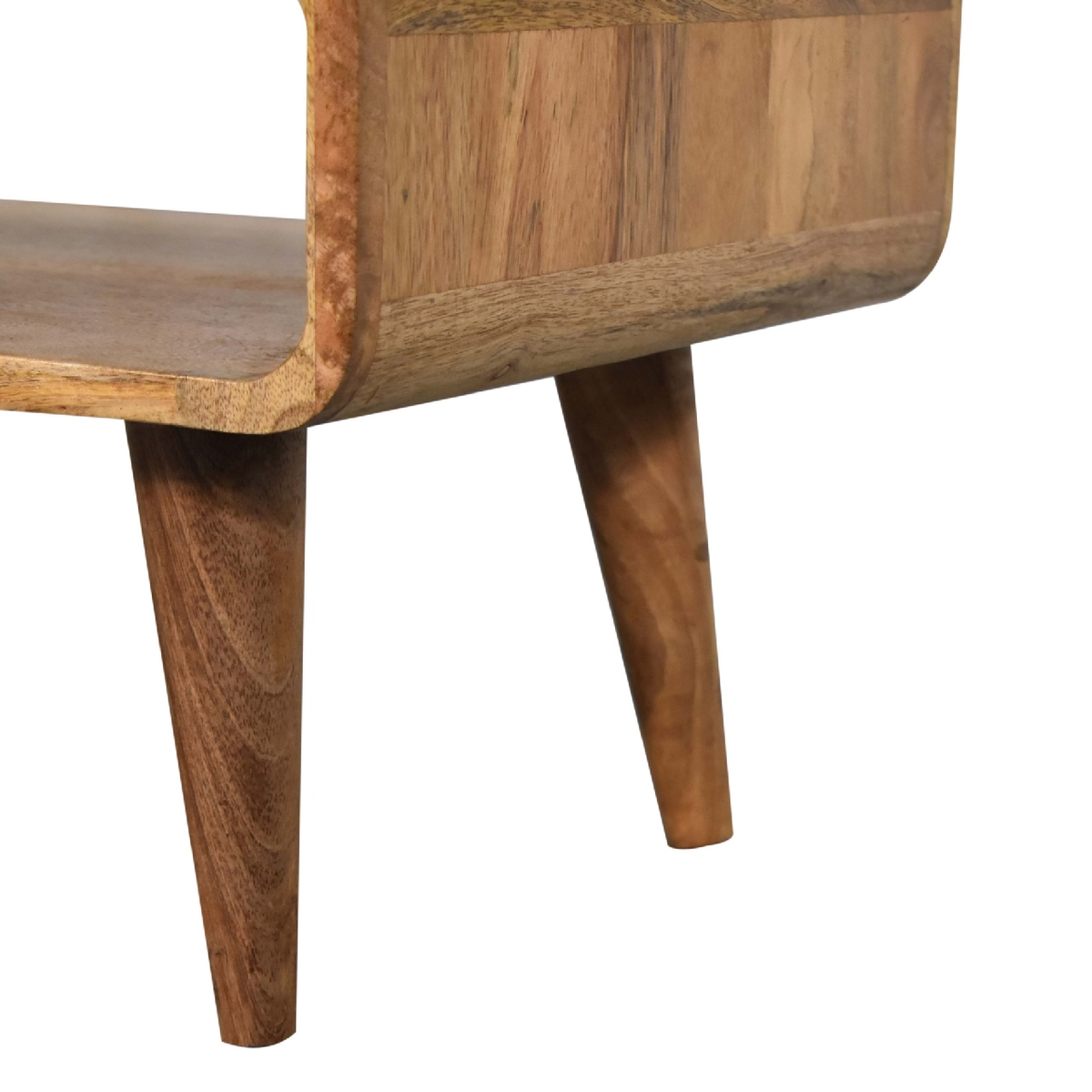 Artisan Furniture Solid Wood Open Oak-ish Media Unit, Tapered Legs – Simple TV Stand, Beige