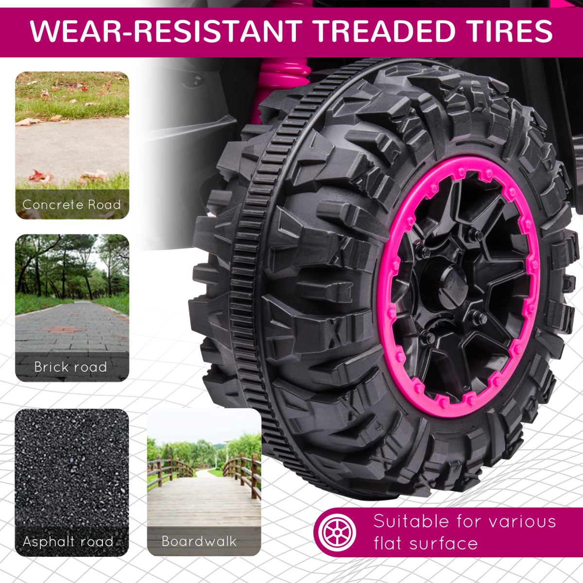 HOMCOM 12V Kids Electric Ride-On Quad Bike ATV with Dual Motors, Ages 3-5 – Outdoor Toy, Pink