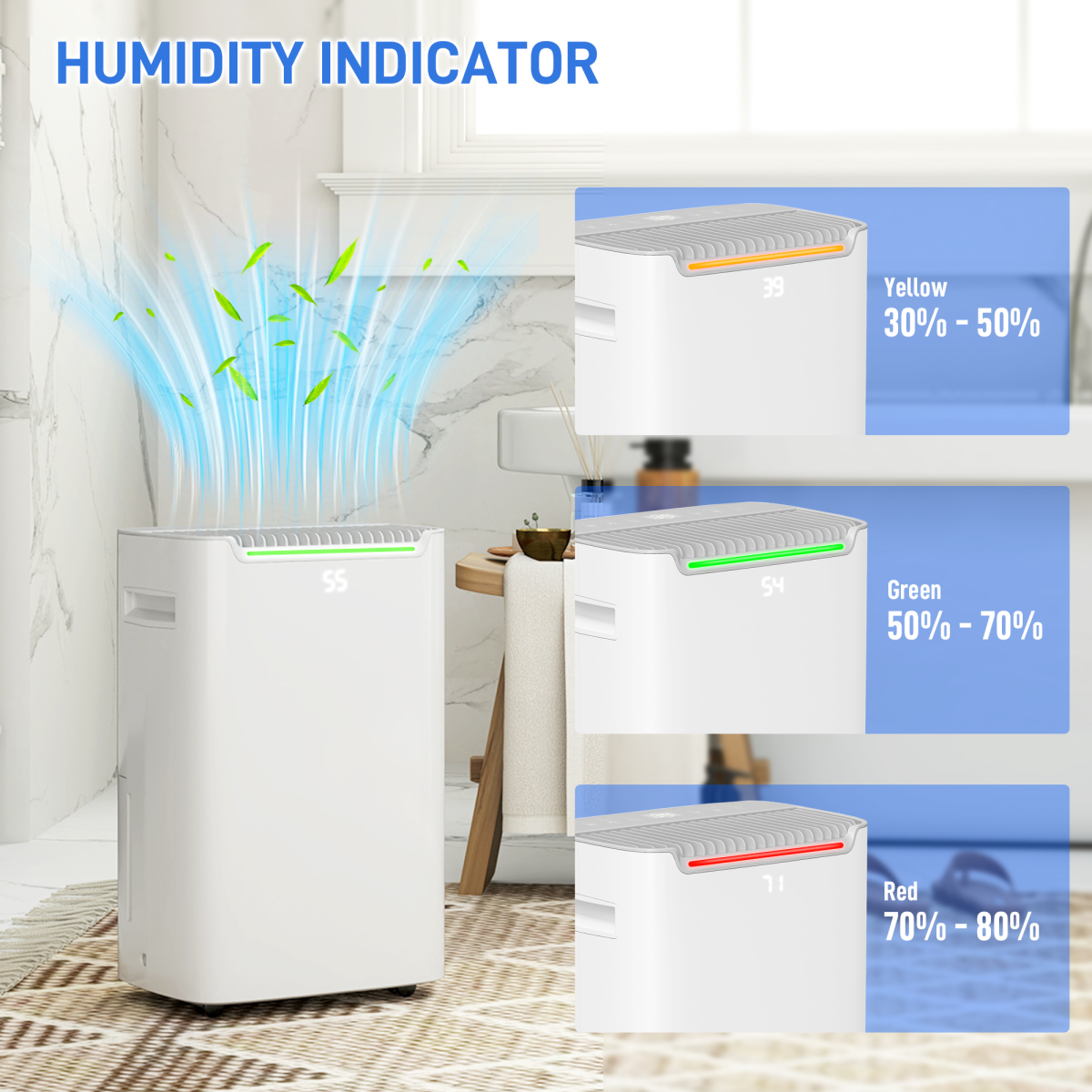 HOMCOM 20L/Day Dehumidifier with 24H Timer – Reduce Damp & Condensation in Larger Rooms, White