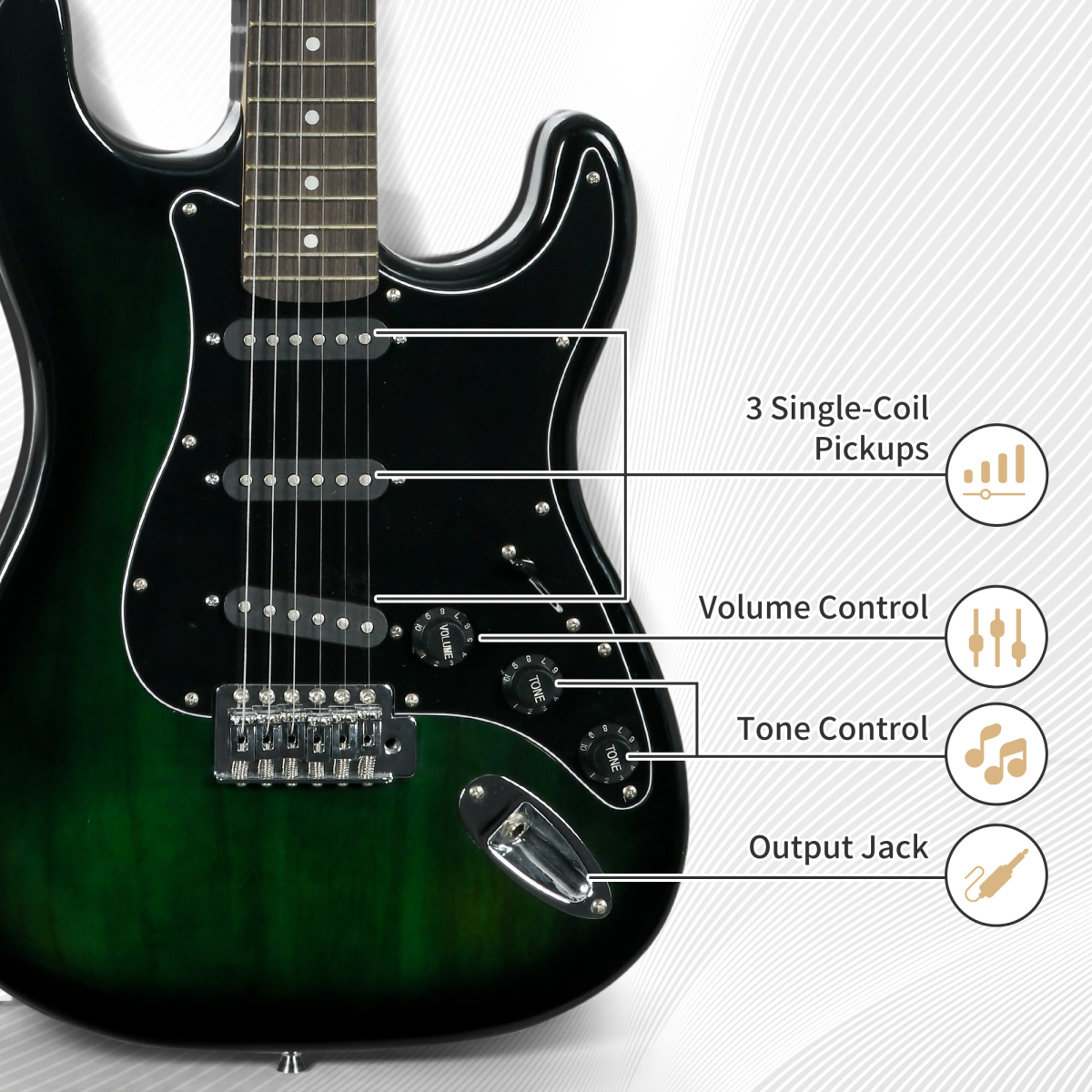 SPORTNOW 6-String Electric Guitar Set with 15W Amplifier, Digital Tuner, Picks & Carry Bag – Complete Guitar Kit