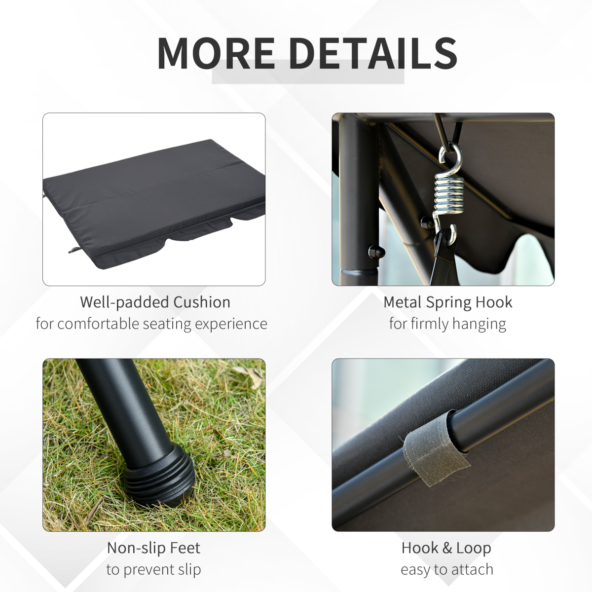 Outsunny 2-in-1 3 Seater Patio Swing Chair & Hammock Bed Lounger with Canopy – Garden Furniture, Dark Grey