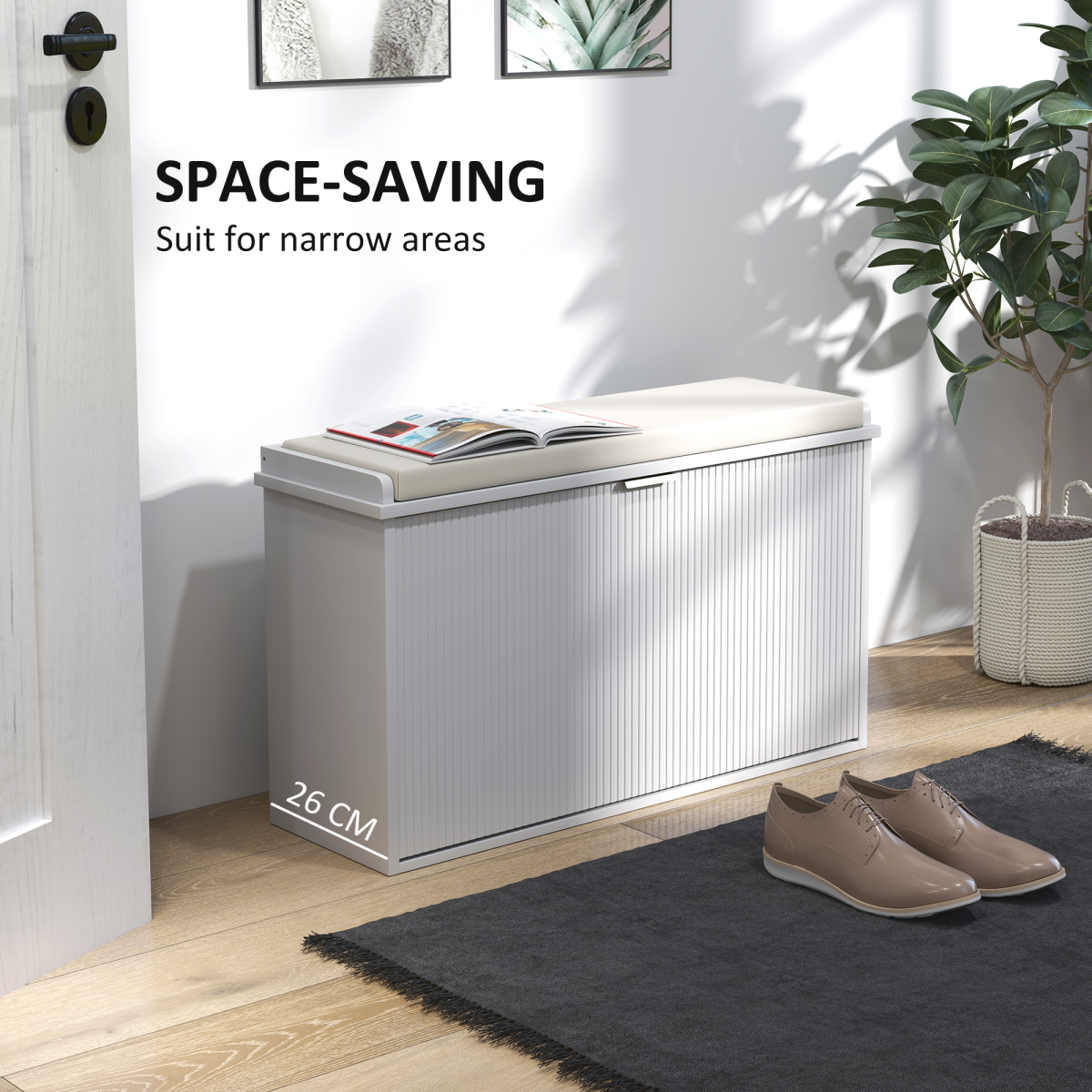 Hallway Shoe Storage Bench Cabinet with Enclosed Storage & Seat – Entryway Bench, 120kg Capacity