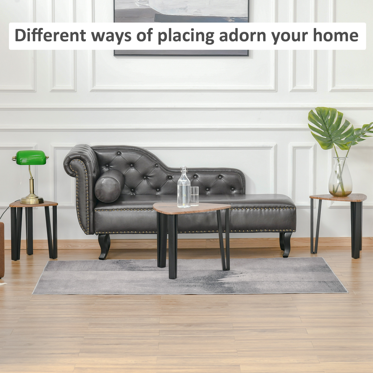 3-Piece Stackable Coffee Table Set with Walnut-Effect MDF Tops & Steel Frames – Nesting Tables