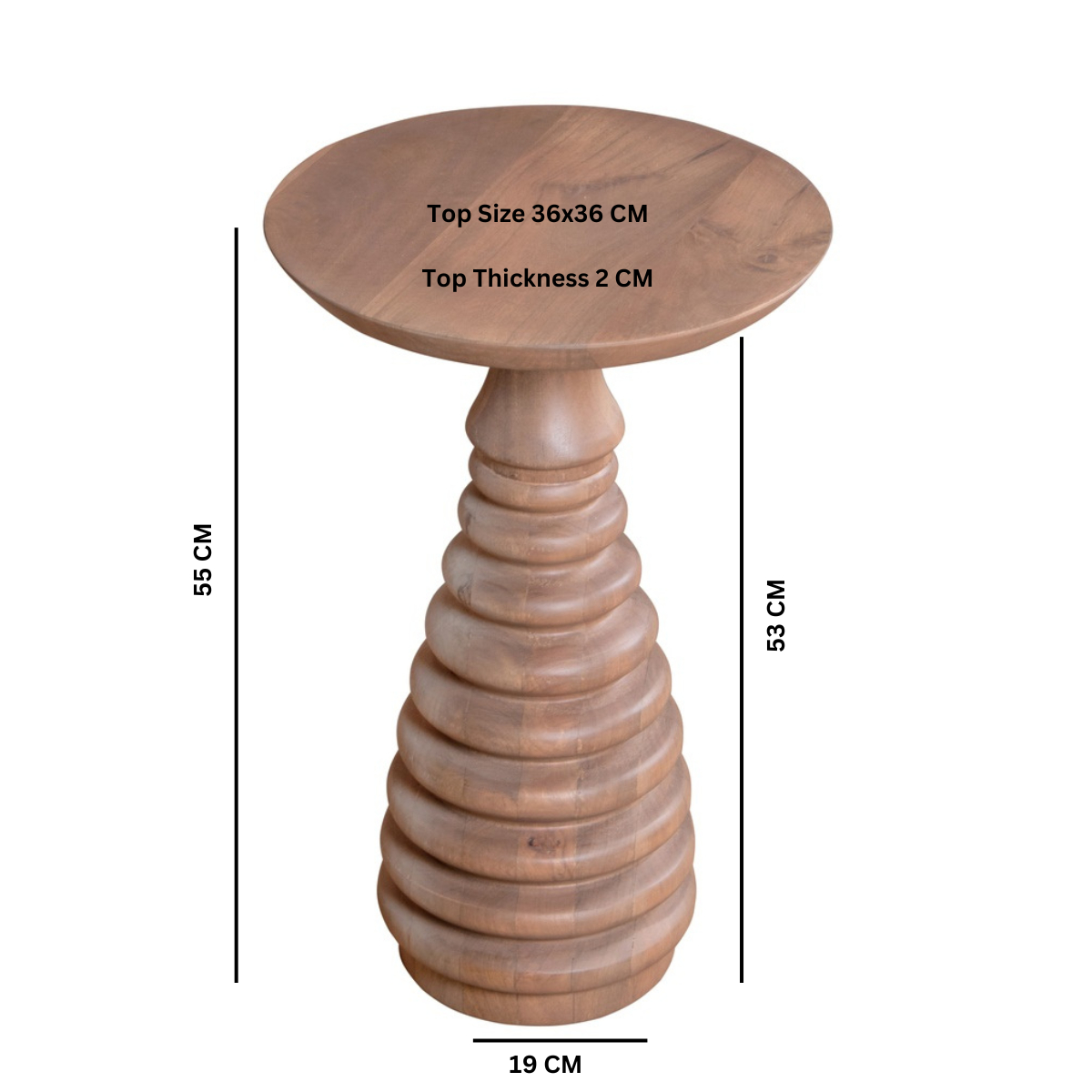 Valencia Side Table in Solid Mango Wood with Woven Cane Detailing – Handcrafted Eco-Friendly Design