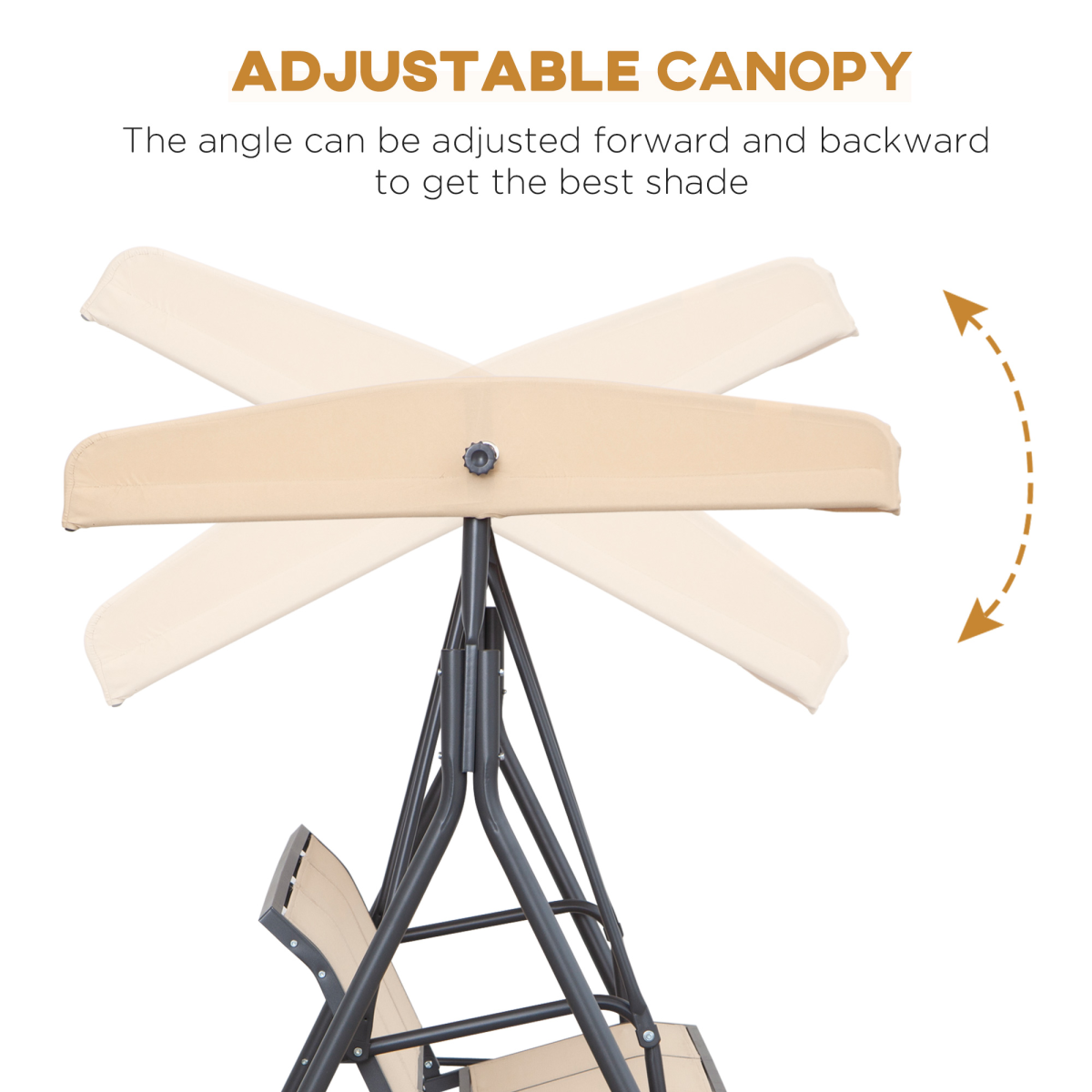 Outsunny 3-Seater Swing Chair Replacement Canopy and Steel Frame – Weather Resistant, Beige