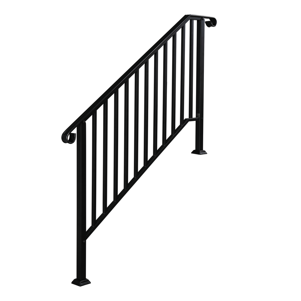 Artisasset Matte Black Galvanised Iron Handrail for 4 or 5 Garden Steps – Outdoor Stair Rail with Fixings