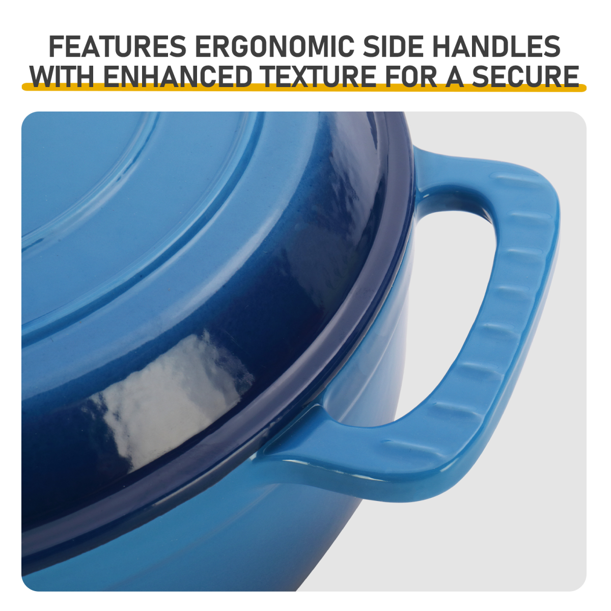 Cast Iron 6QT Enamel Cooking Pot with Lid and Two Silicone Gloves – Casserole Dutch Oven, Gradient Blue