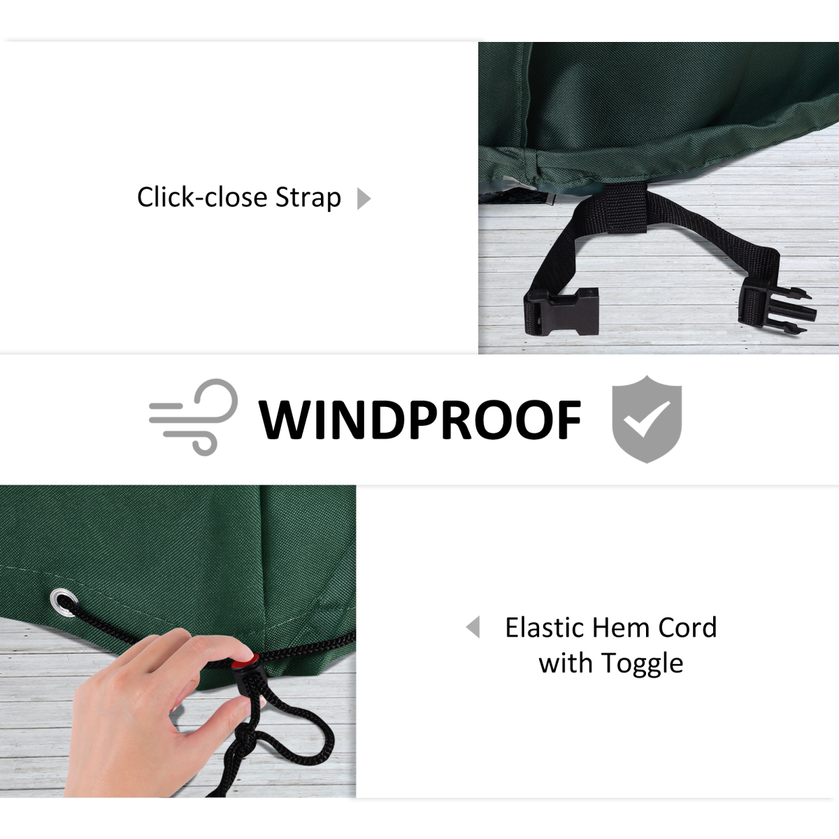 Outsunny Large Square 600D Waterproof Furniture Cover, 230 x 230 cm – PVC-Coated Outdoor Protection, Green