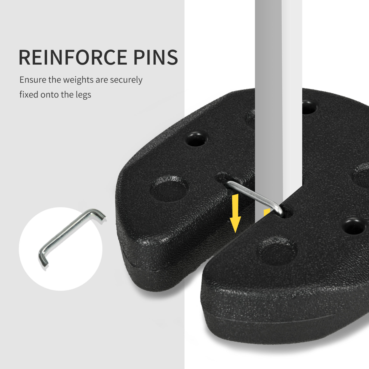Outsunny Set of 4 Gazebo Weights with Reinforced Pins and Carry Belt, 12kg Total – Canopy Anchors, Black