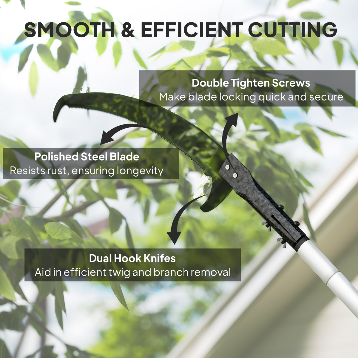 Telescopic Tree Pruner with Steel Saw Blade & Aluminium Pole, 1.8–2.9m Reach – Long Reach Branch Saw