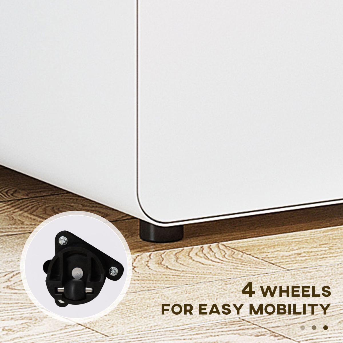Vinsetto 3-Drawer Steel Mobile Filing Cabinet with Lock, Pencil Tray & Wheels – Home Office Storage, White