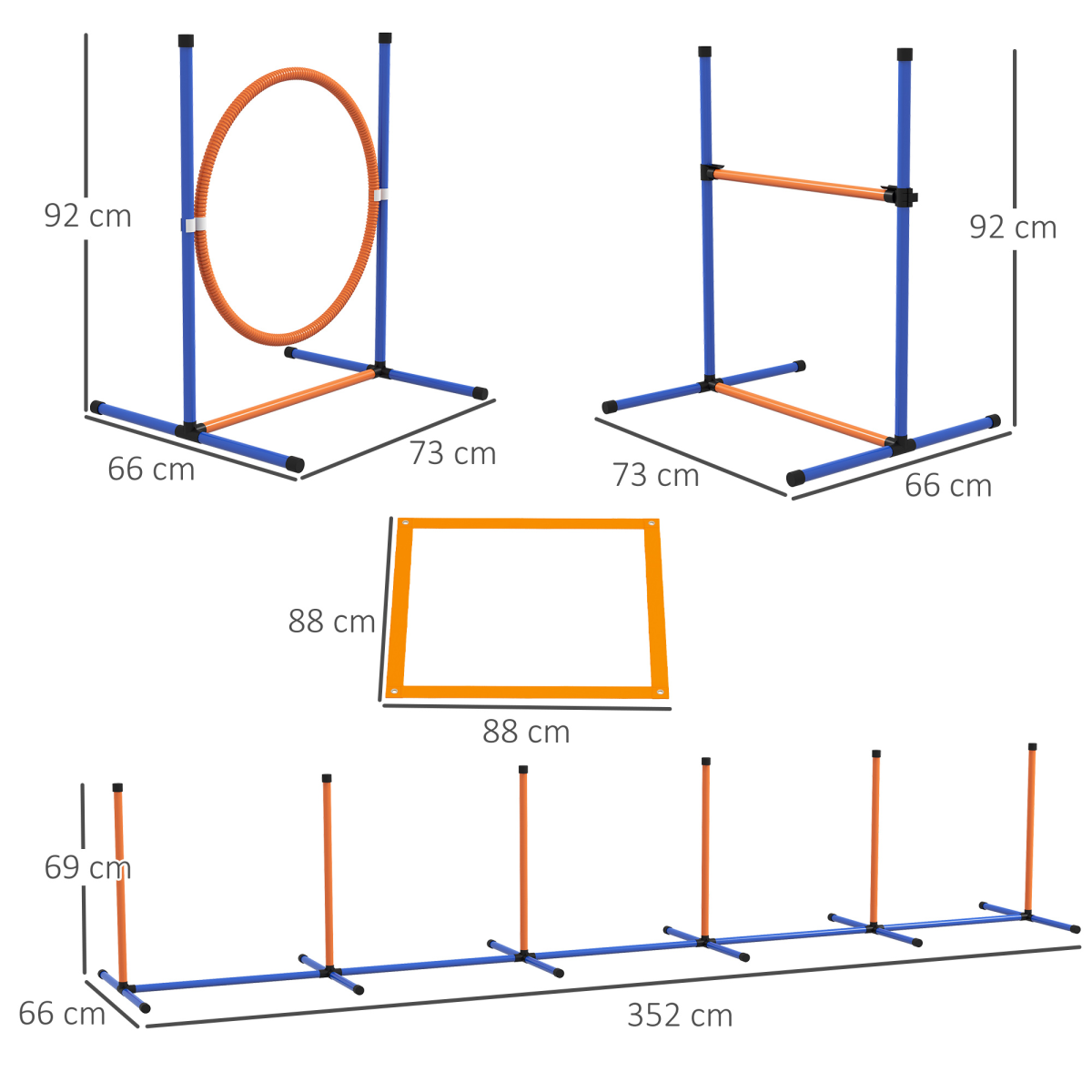 PawHut 4 Piece Dog Agility Training Set with Weave Poles, Pause Box, Hurdle, Jumping Ring & Carry Bag – Outdoor Games