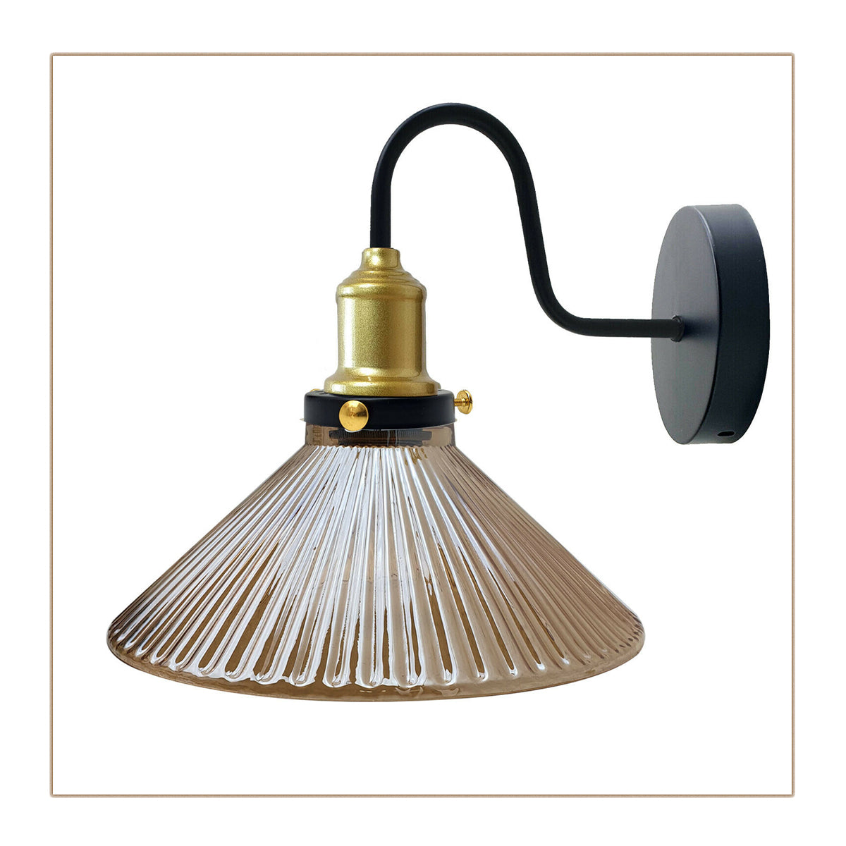 Industrial Amber Glass Shade Wall Light