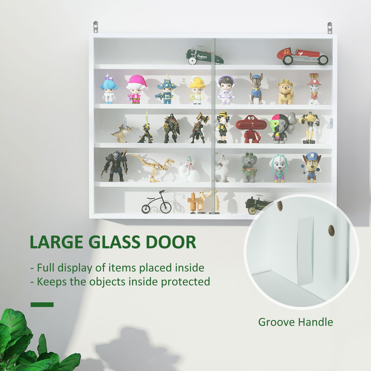 5-Tier Glass Door Display Cabinet with Adjustable Shelves – Dust-Free Collectables Storage, White