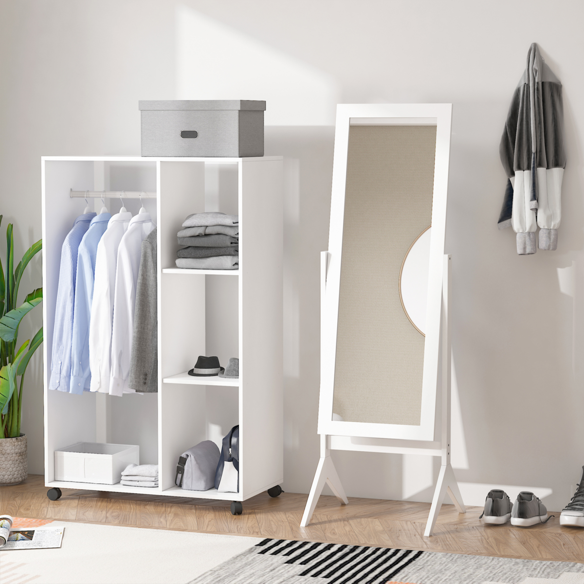 Tall Freestanding Dressing Mirror with Adjustable Tilt White