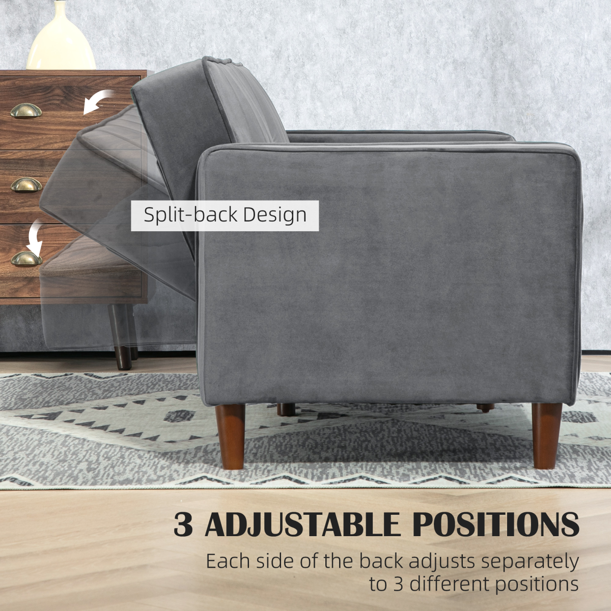 HOMCOM sofa bed middle leg transformation detail