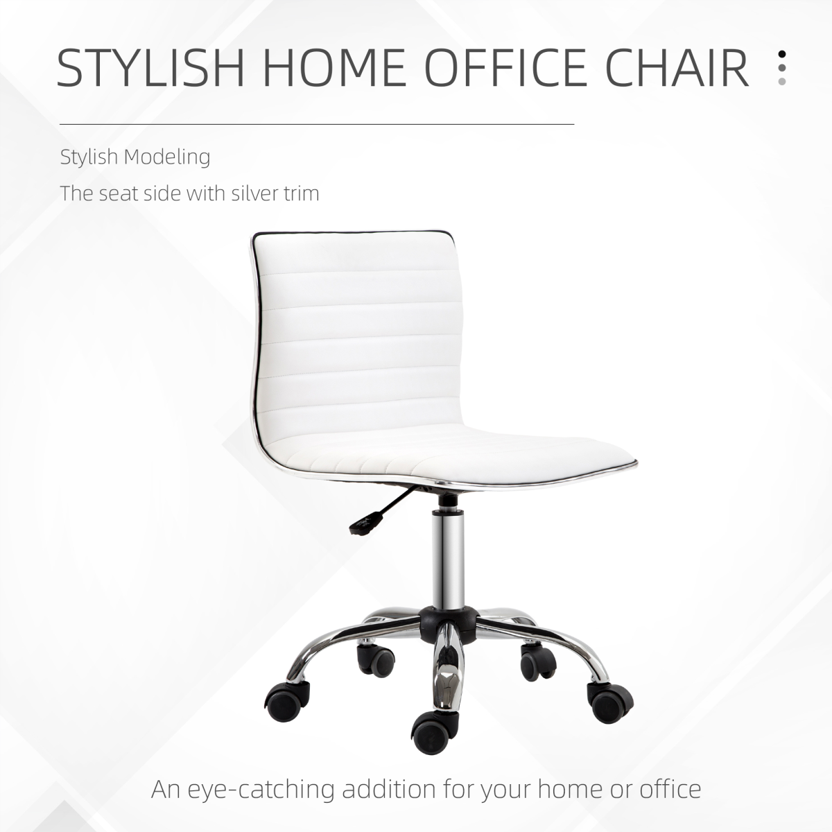 HOMCOM Armless Mid-Back Ergonomic Office Chair with 360 Swivel and Adjustable Height – PU Leather, White