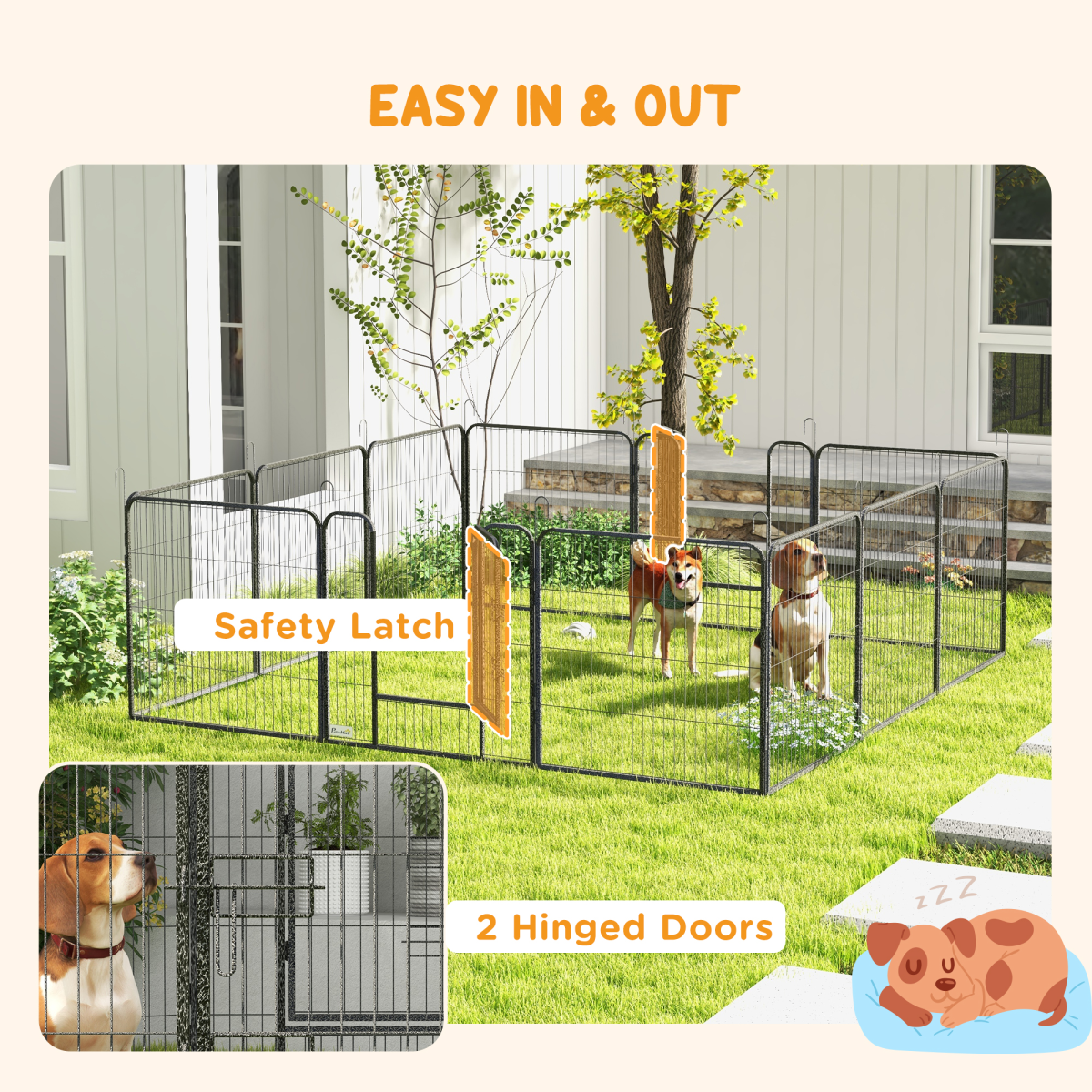 PawHut Heavy Duty Puppy Play Pen with 12 Panels and 2 Lockable Doors – Indoor Outdoor Pet Exercise Pen, Grey