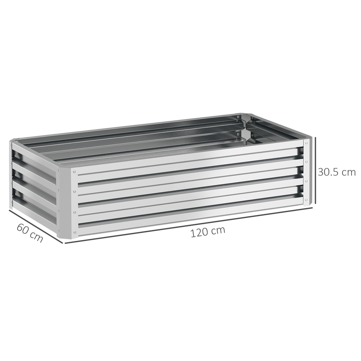 Outsunny Steel Raised Garden Bed, 120 x 60 x 30.5 cm – Elevated Planter Box for Flowers, Silver
