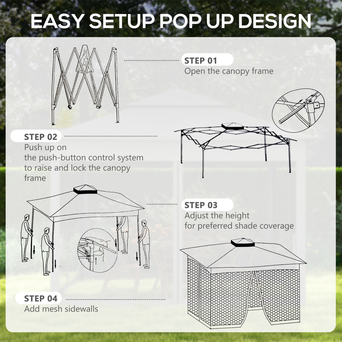Outsunny 3.25m Pop-Up Gazebo with Net Curtains & Drainage Holes – Folding Party Tent, Dark Grey