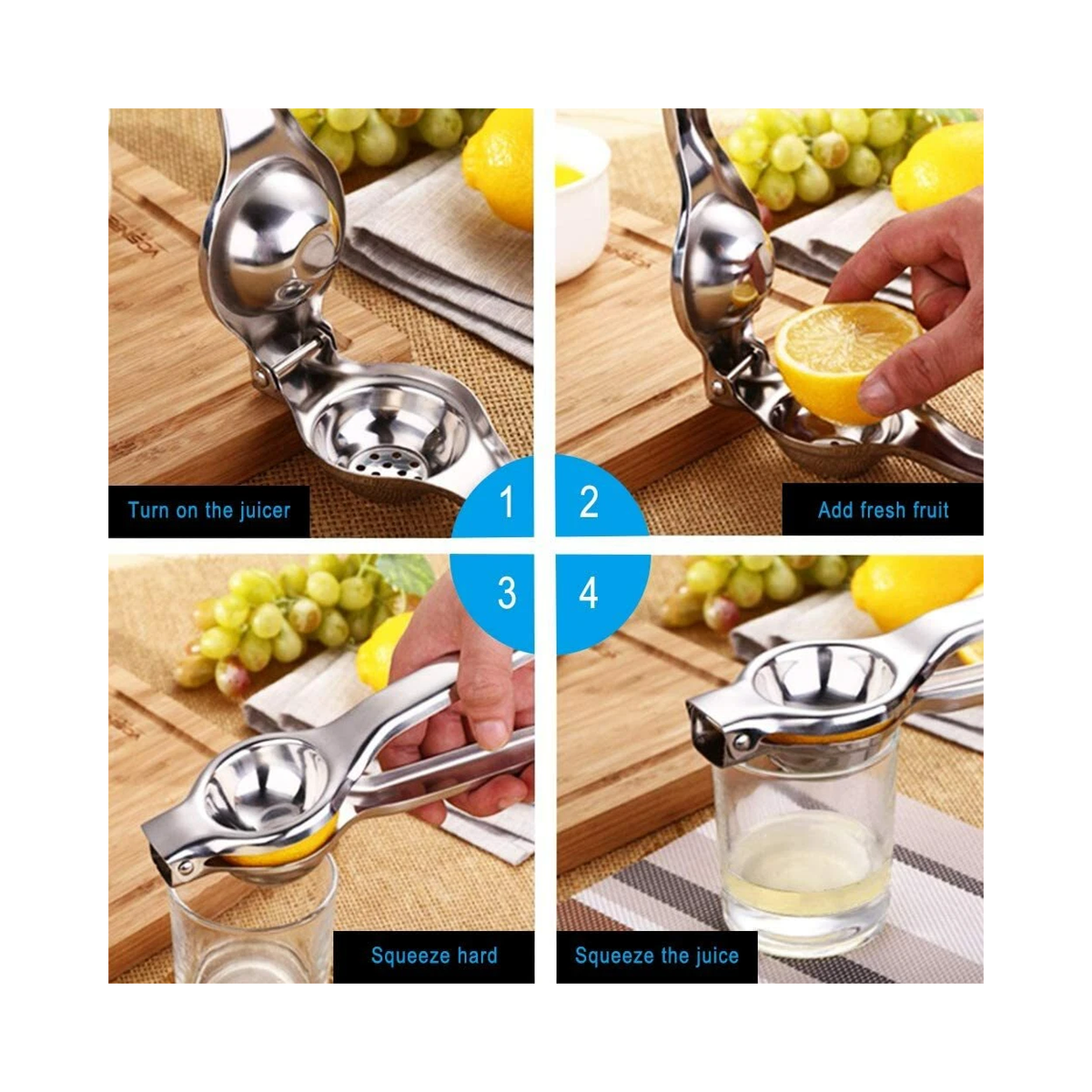 2 Pack Stainless Steel Manual Lemon & Orange Squeezer – Rust-Proof Hand Citrus Juicer with Pulp Filter Basket