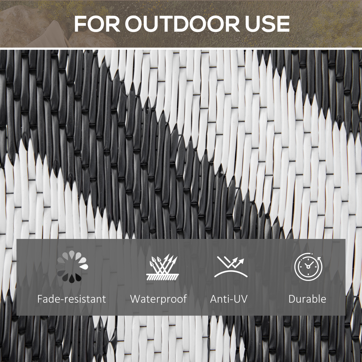 Outsunny Reversible Outdoor Straw Rug, 121 x 182cm