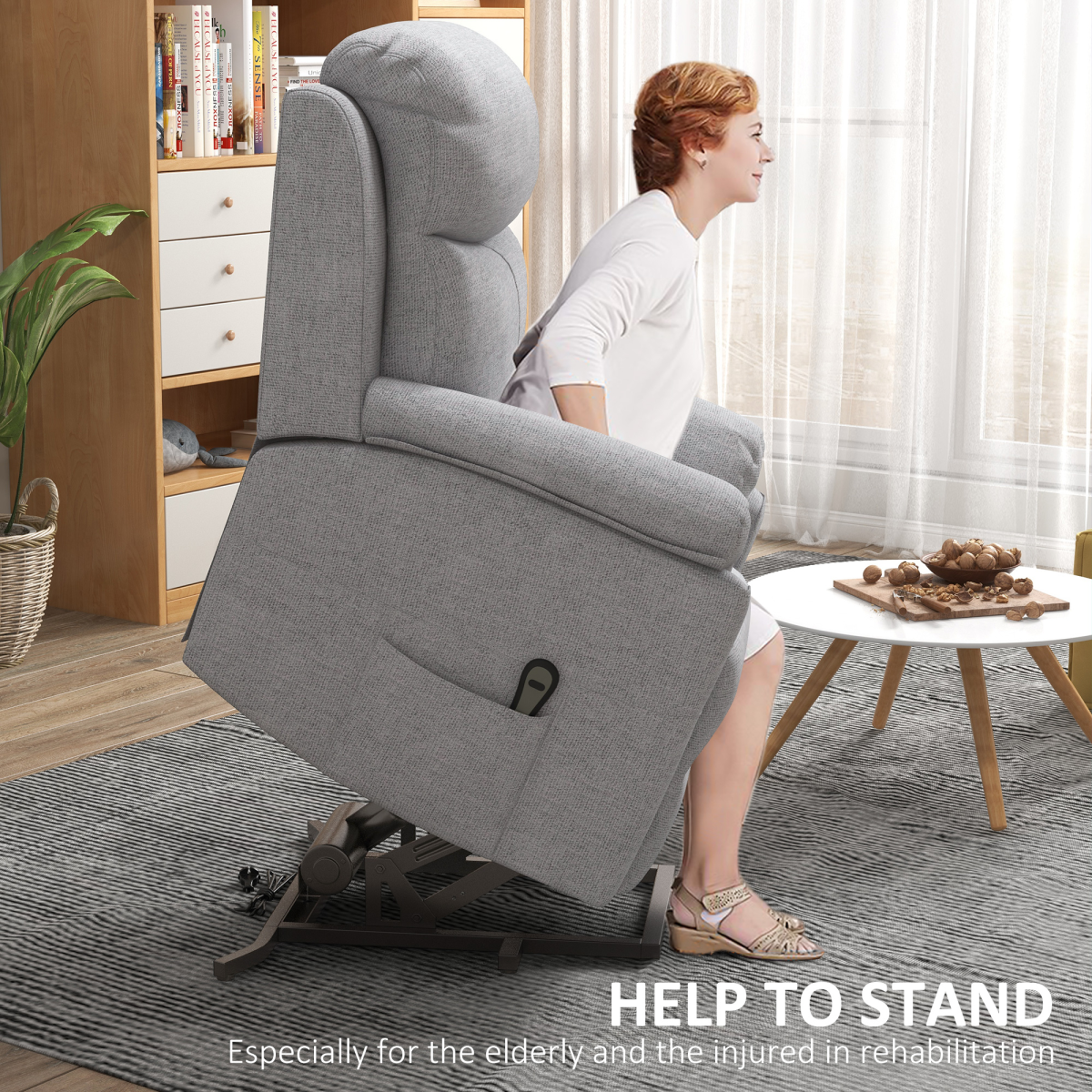 HOMCOM Power Lift Riser Recliner Chair with Remote Control and Quiet Motor – Electric Lift Armchair, Grey