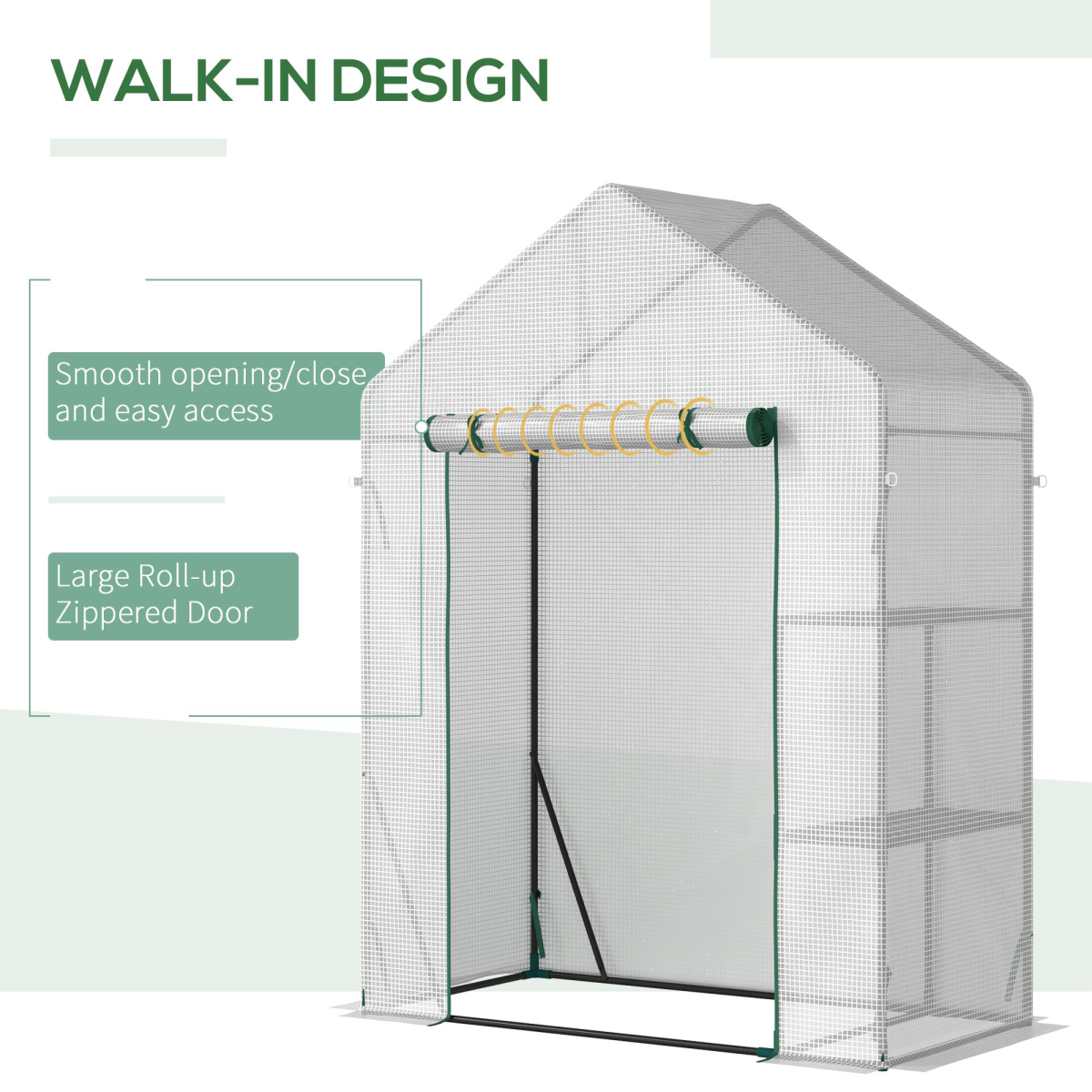 Outsunny Portable Outdoor Greenhouse with Two Wire Shelves and Zippered Door – Gardening Plant Grow House