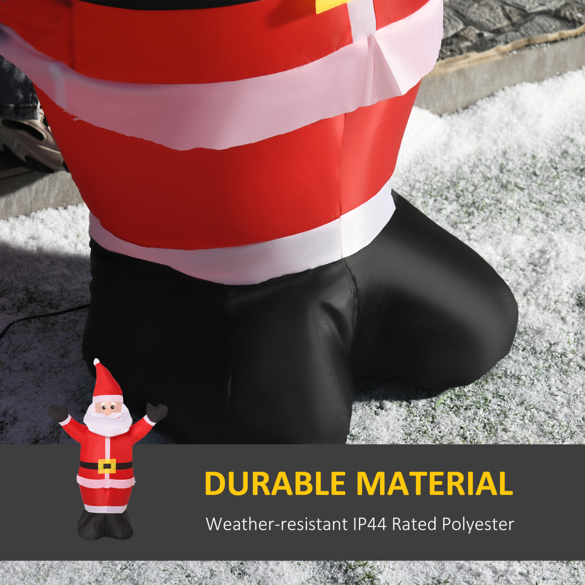 HOMCOM 4ft Inflatable Christmas Santa Claus with Outstretched Hands, LED Lit – Indoor Outdoor Decoration
