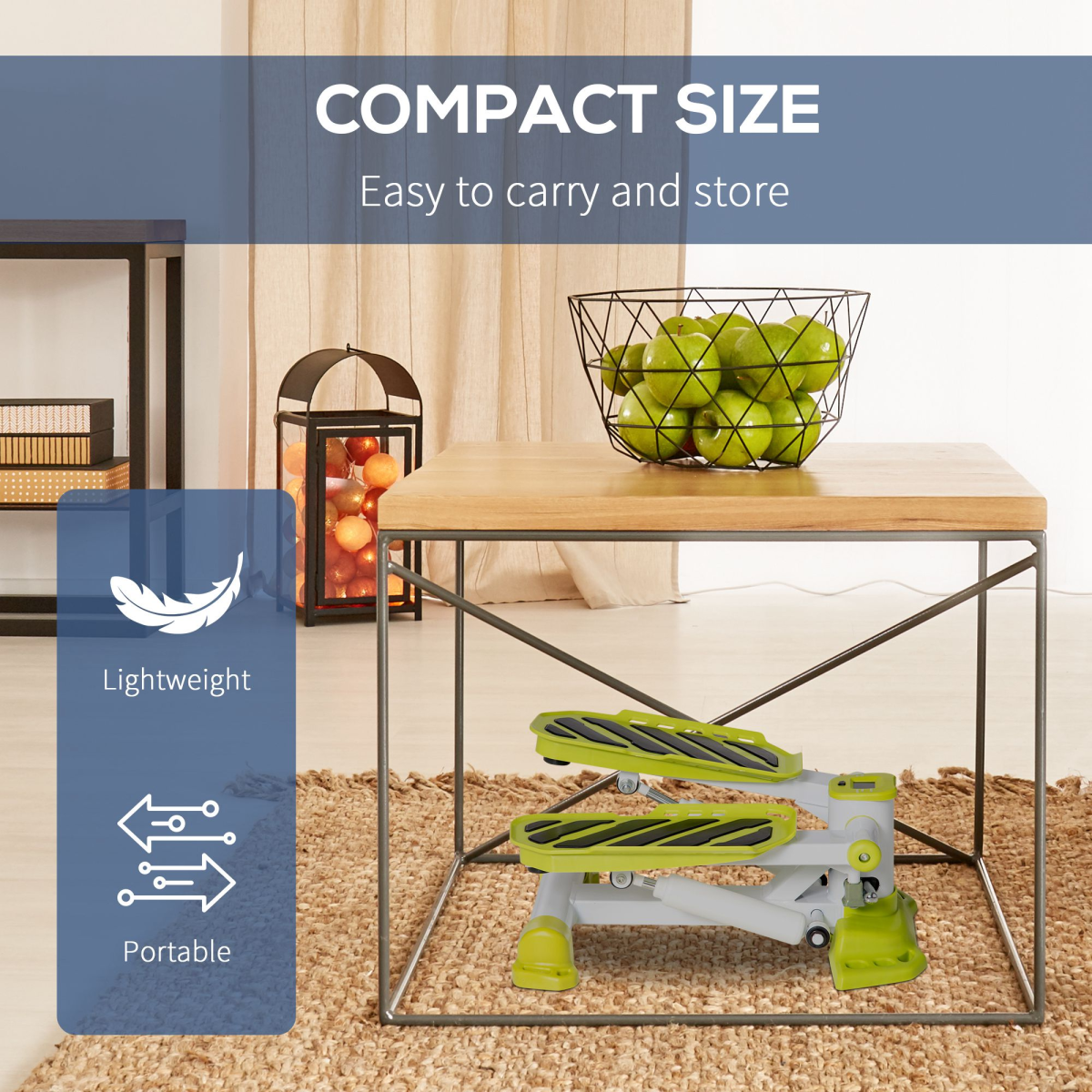HOMCOM Portable Mini Stepper with LCD Monitor & Textured Pedals – Compact Step Machine for Home & Office