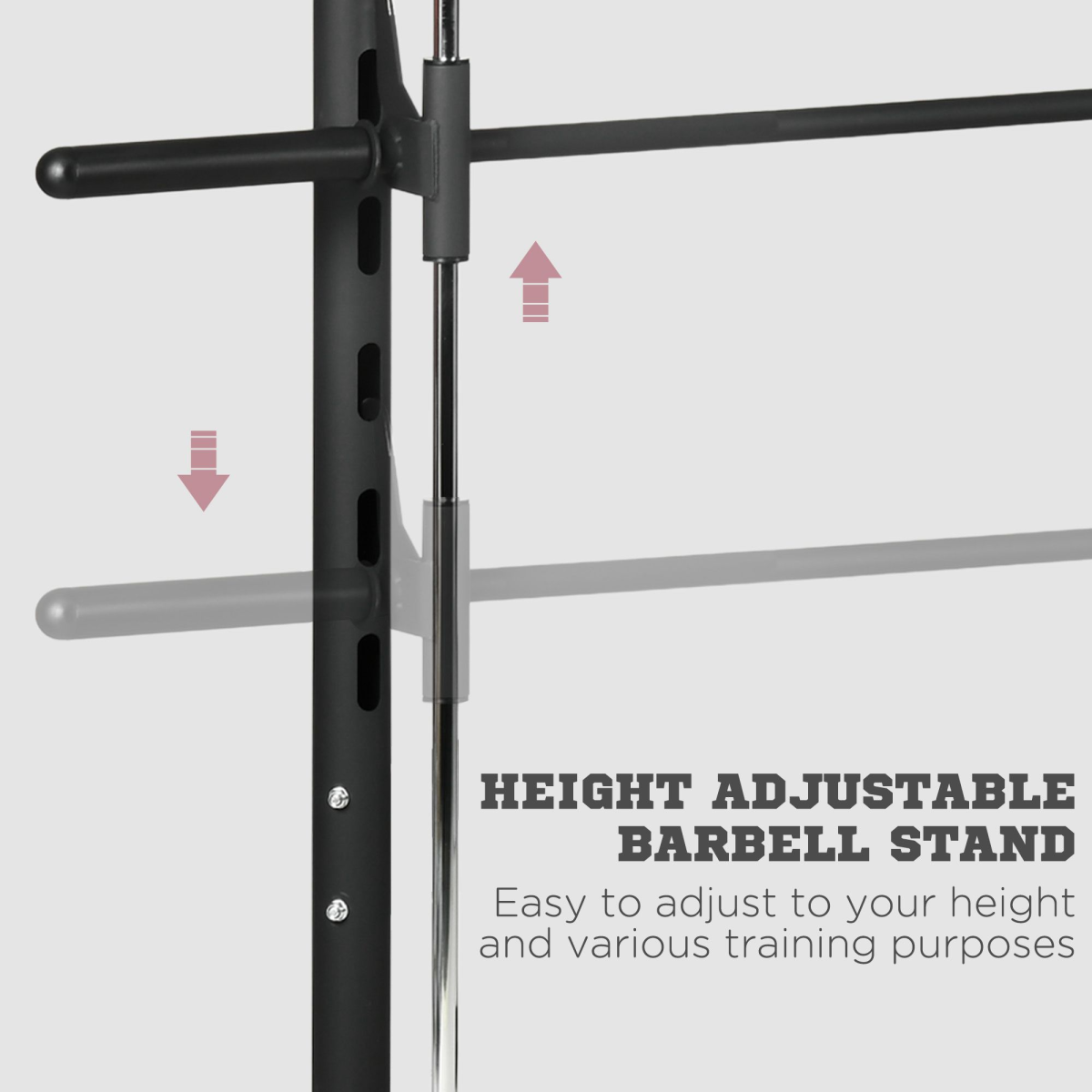 HOMCOM Adjustable Squat Rack with Pull-Up Bar & Barbell Bar – 10-Level Height, Home Gym Power Station