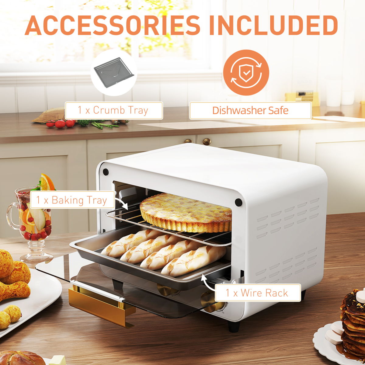 12L Compact Air Fryer Oven with 750W Power, 60–230°C Adjustable Temperature & Timer – Countertop Mini Oven