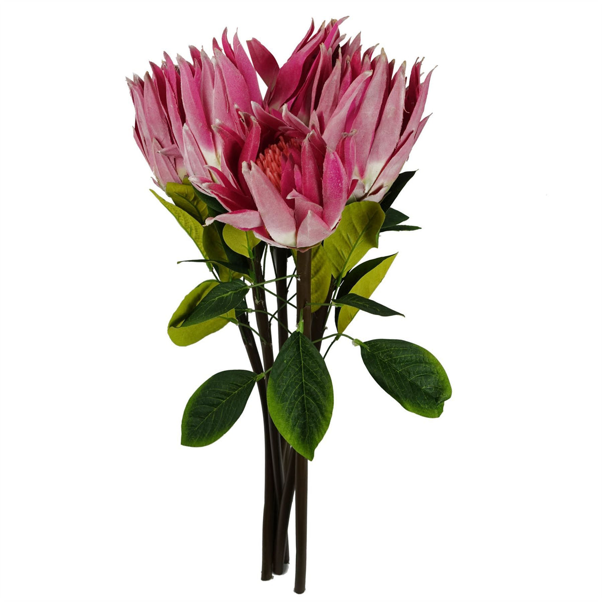 Leaf Protea Sugarbush Artificial Flower Stem with Silk Petals and Wired Stem – 65cm Home Decor, Pink