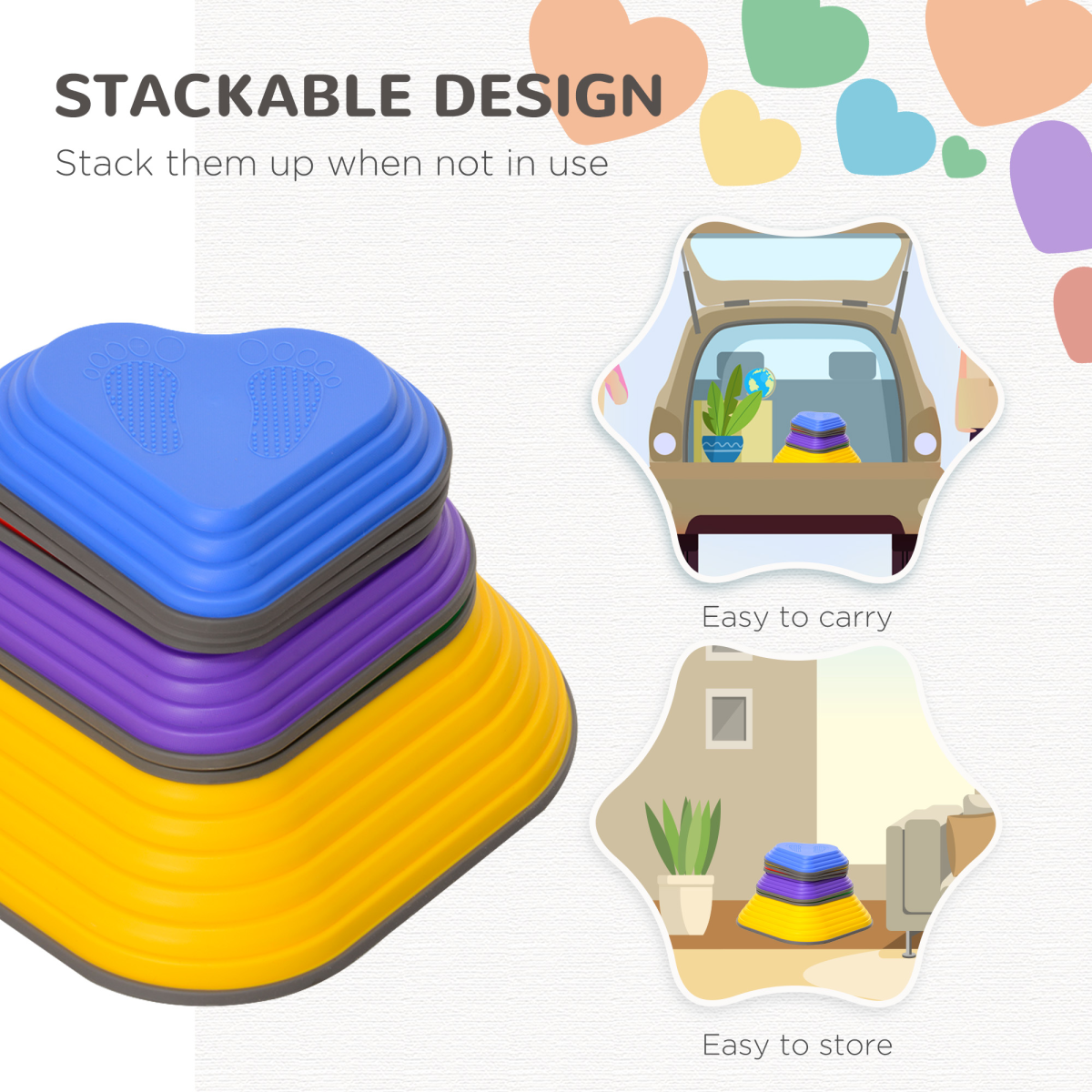 AIYAPLAY 6 Piece Kids Stepping Stones Set – Non-Slip Stackable River Stones for Balance & Coordination