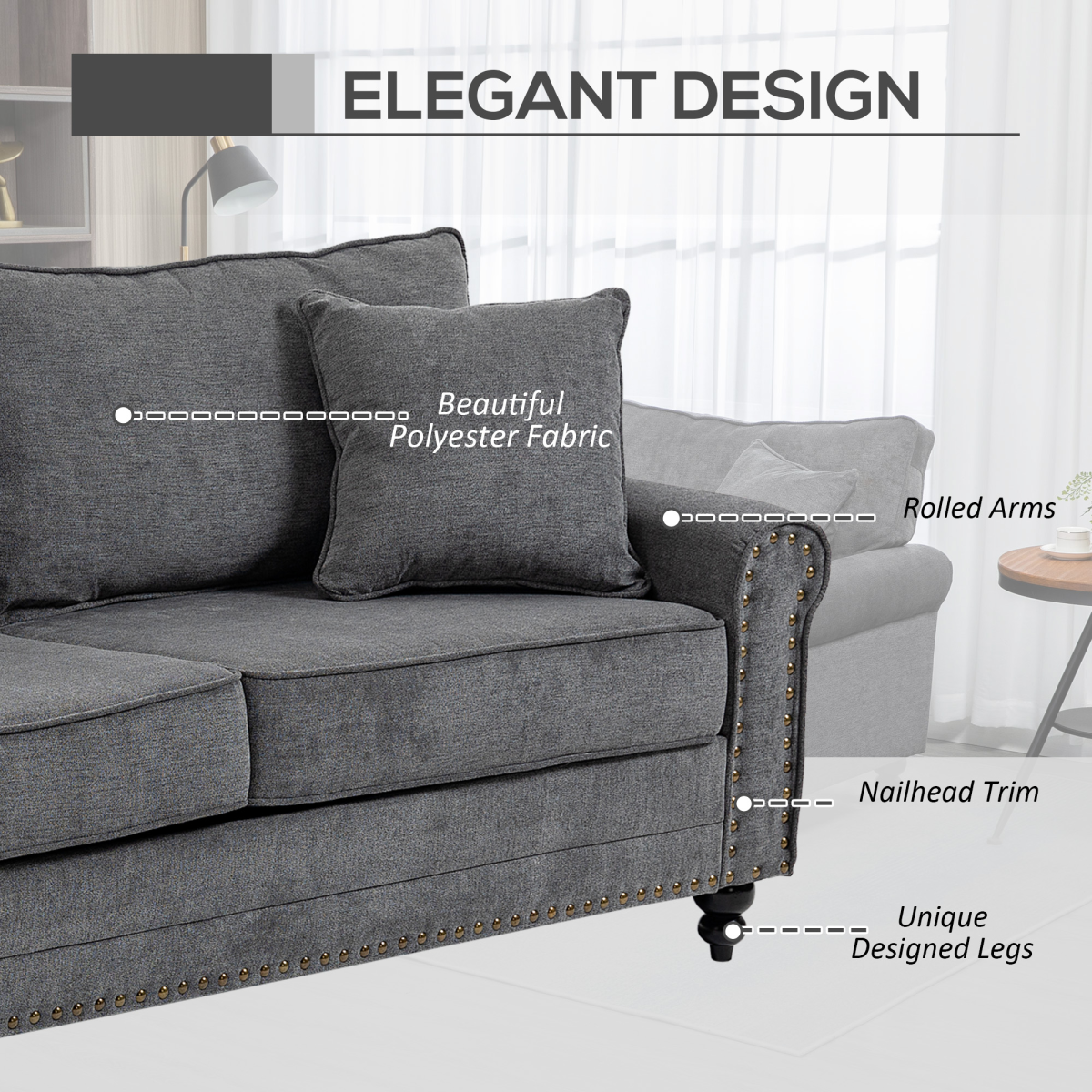 Loveseat wooden leg detail