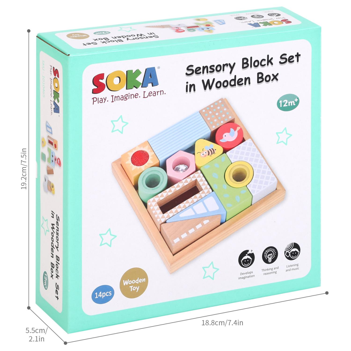 SOKA Sensory Block Set – Shaped & Coloured Blocks for Sight, Sound and Touch Play