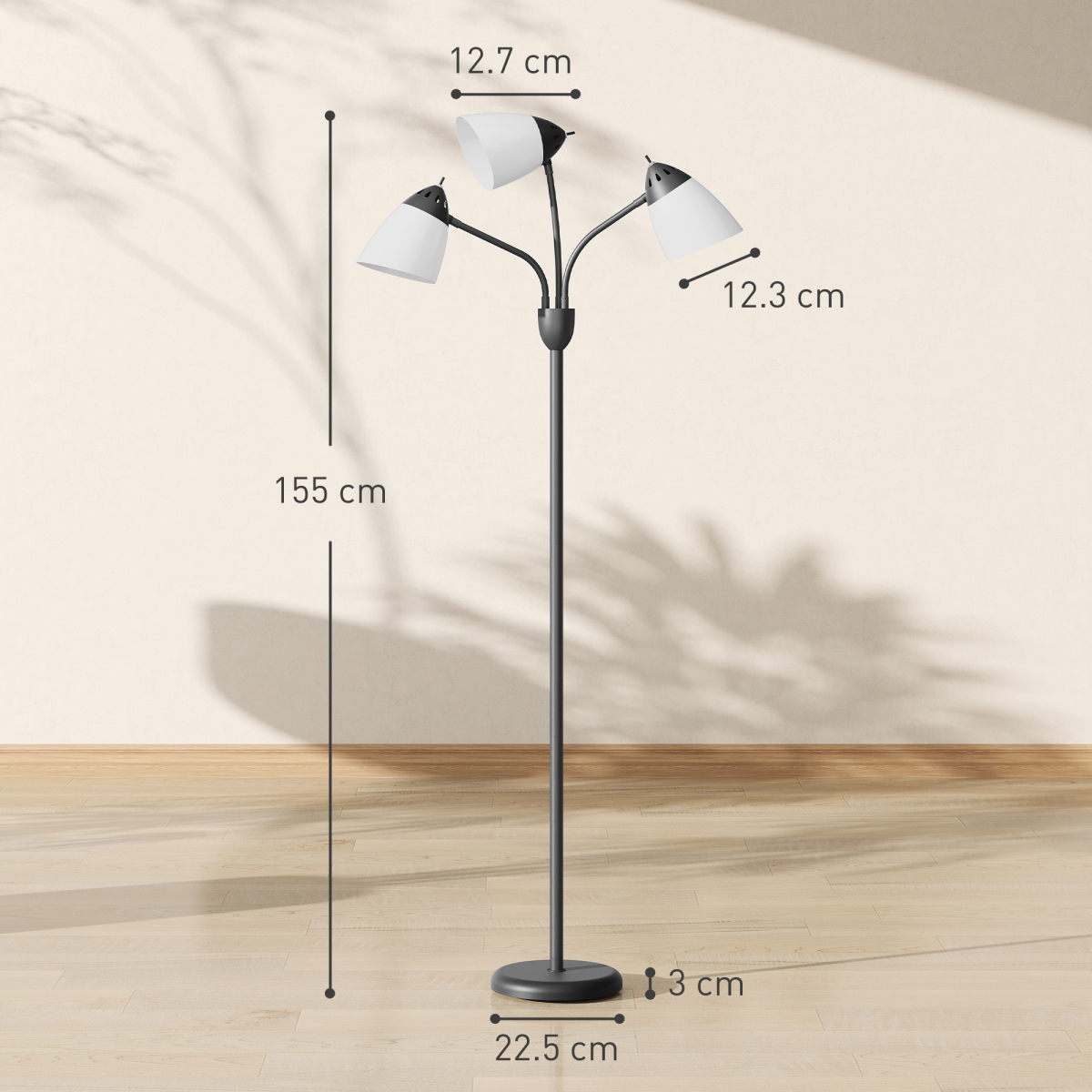 HOMCOM Arc Tree Floor Lamp, 3 Colour Temps – Black