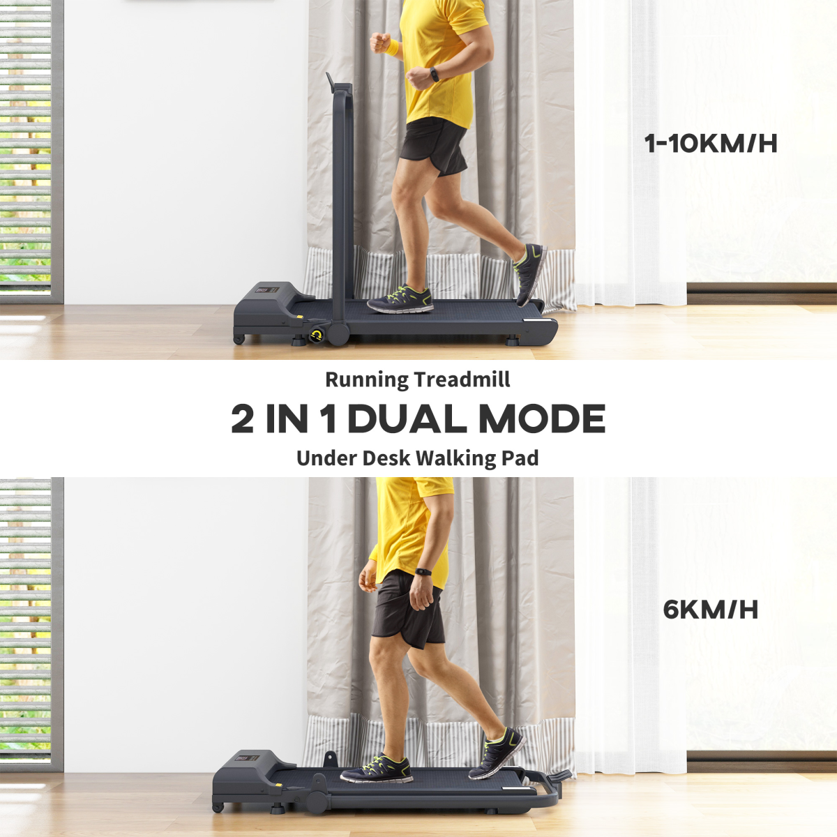 HOMCOM 2.5HP Folding Treadmill Walking Pad with Remote Control, 1-10km/h – Home Running Machine, Black