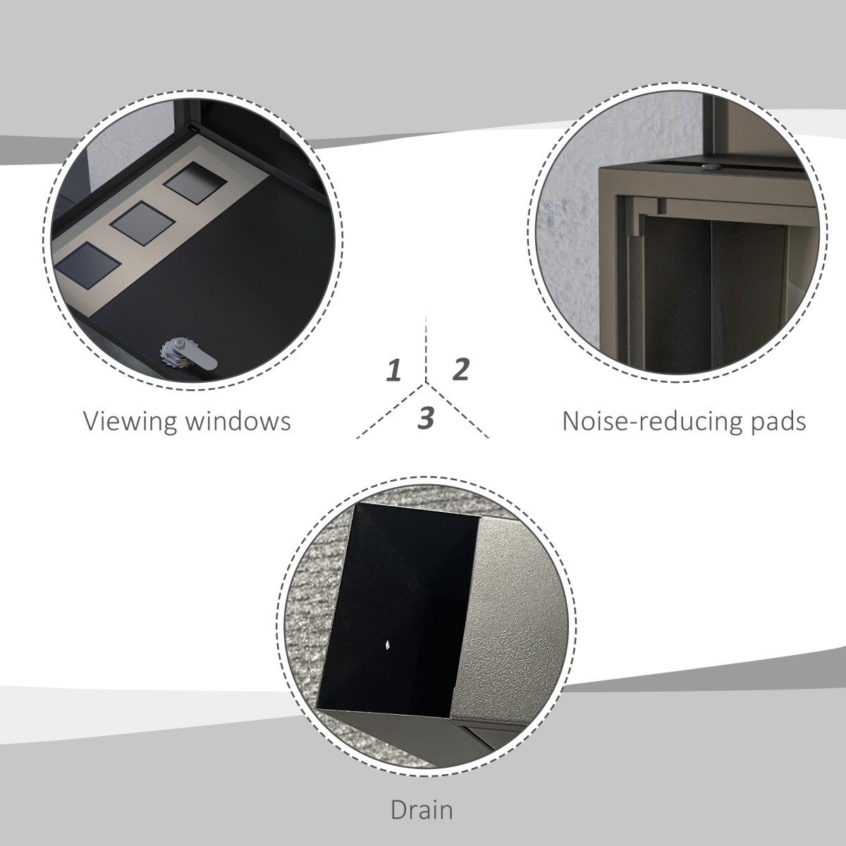 HOMCOM Wall Mounted Lockable Letterbox with Three Windows and Two Keys – Easy Install Mailbox